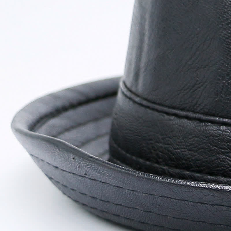 Chapeau Fedora classique en cuir imperméable Pork Pie - image 2