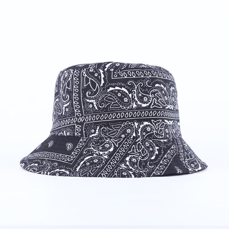 Bob de pêcheur réversible unisexe à motif cachemire - Noir - M (22"-22 7/8") - image 9