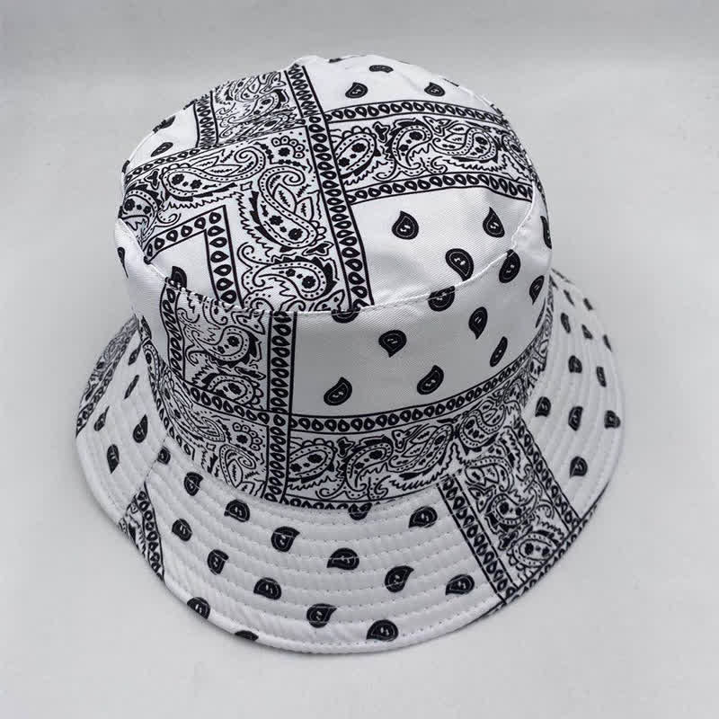 Bob de pêcheur réversible unisexe à motif cachemire - Blanc - M (22"-22 7/8") - image 10