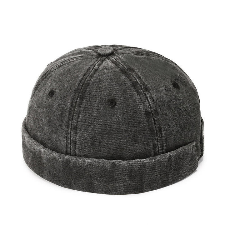 Casquette docker vintage décontractée en coton lavé sans visière - image 4