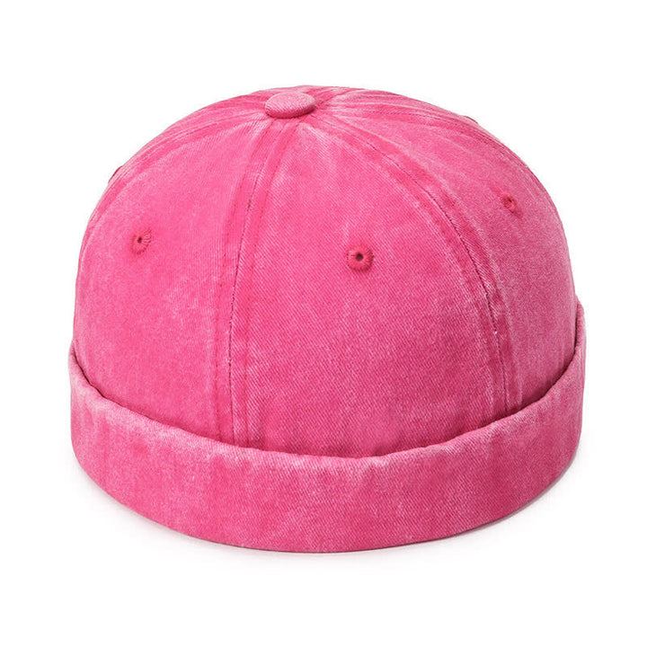 Casquette docker vintage décontractée en coton lavé sans visière - Rose - Réglable (22"-23 5/8") - image 14