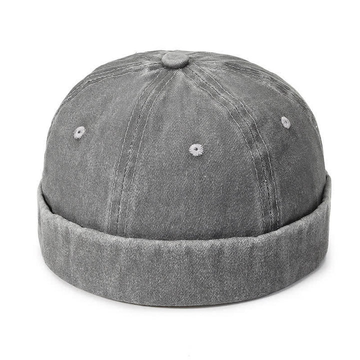 Casquette docker vintage décontractée en coton lavé sans visière - Gris clair - Réglable (22"-23 5/8") - image 10
