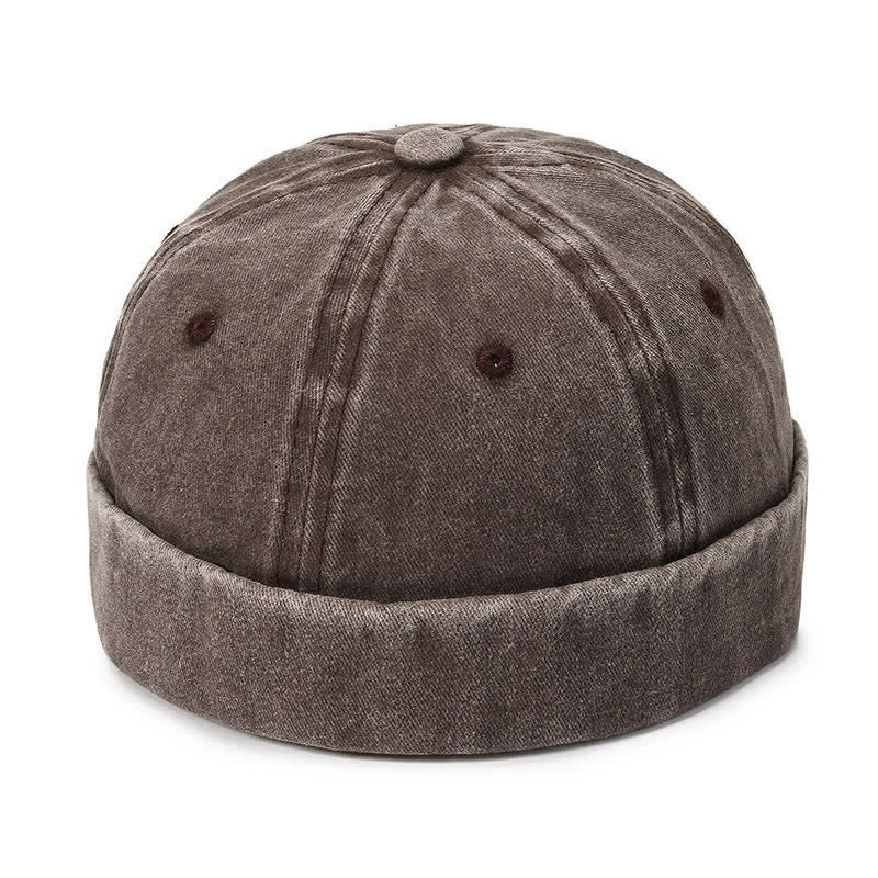 Casquette docker vintage décontractée en coton lavé sans visière - Café - Réglable (22"-23 5/8") - image 12