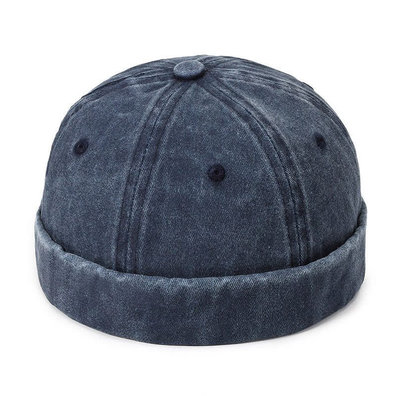 Casquette docker vintage décontractée en coton lavé sans visière - Marine - Réglable (22"-23 5/8") - image 7