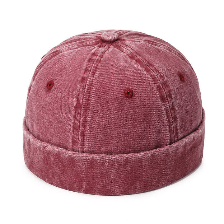 Casquette docker vintage décontractée en coton lavé sans visière - Vin - Réglable (22"-23 5/8") - image 9