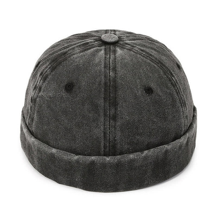 Casquette docker vintage décontractée en coton lavé sans visière - Noir - Réglable (22"-23 5/8") - image 0