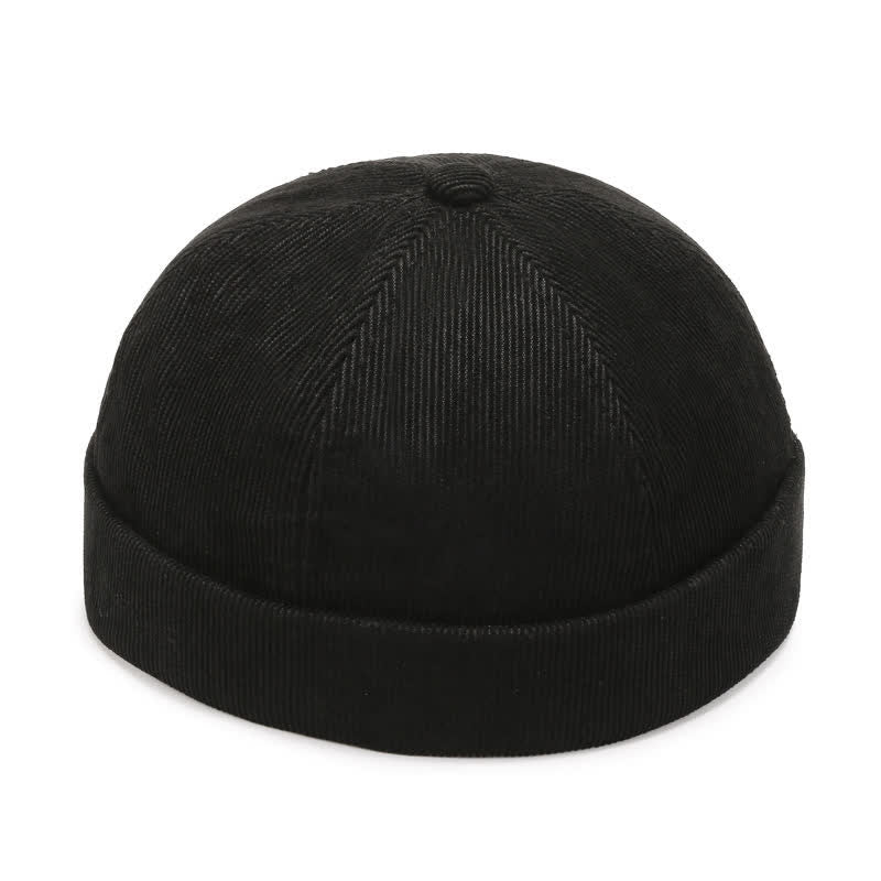 Bonnet en velours côtelé uni sans visière - Noir - Réglable (22"-23 5/8") - image 0