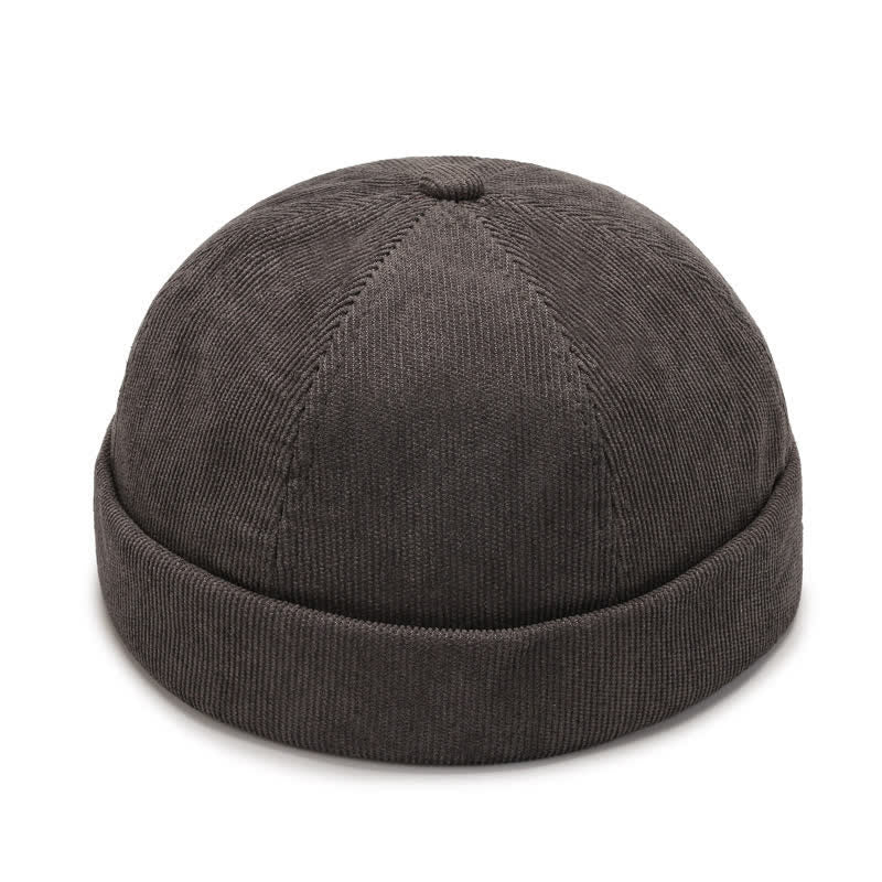Bonnet en velours côtelé uni sans visière - Gris - Réglable (22"-23 5/8") - image 10
