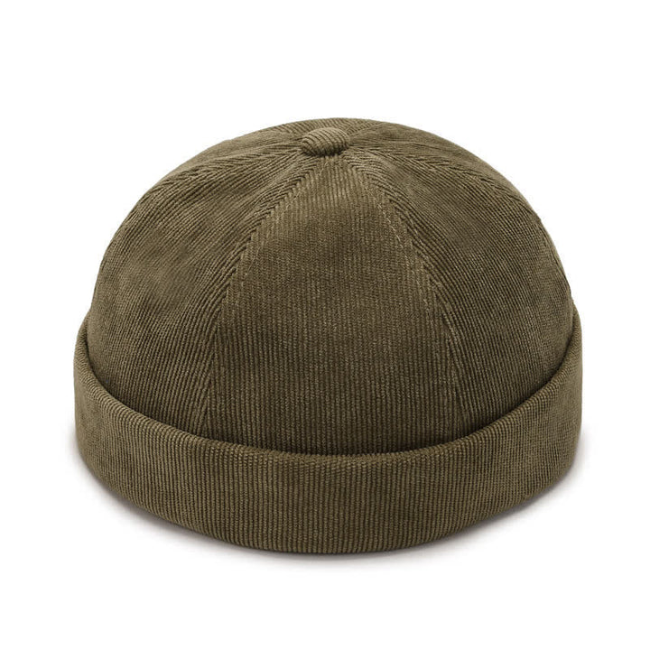 Bonnet en velours côtelé uni sans visière - Vert armée - Réglable (22"-23 5/8") - image 8