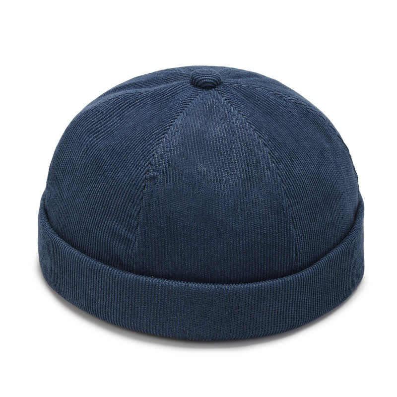 Bonnet en velours côtelé uni sans visière - Marine - Réglable (22"-23 5/8") - image 6