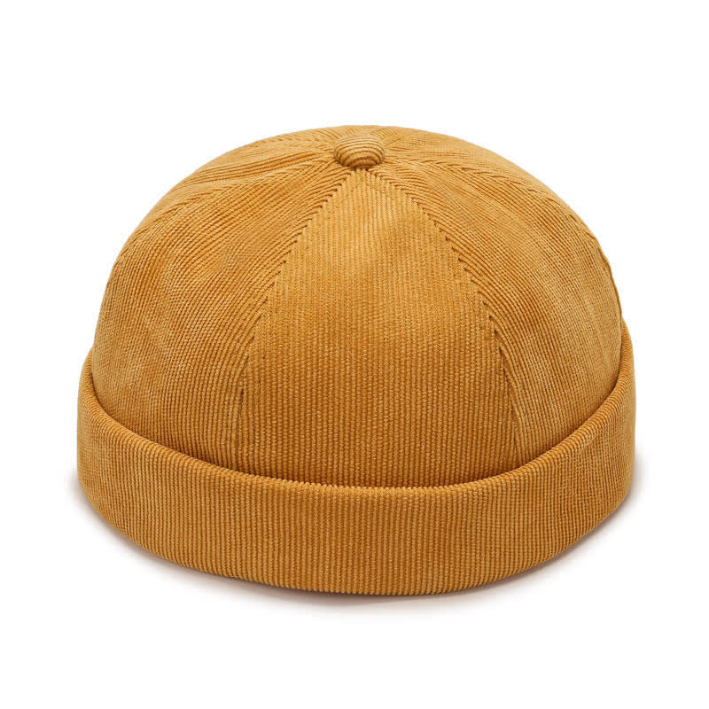 Bonnet en velours côtelé uni sans visière - Jaune - Réglable (22"-23 5/8") - image 9