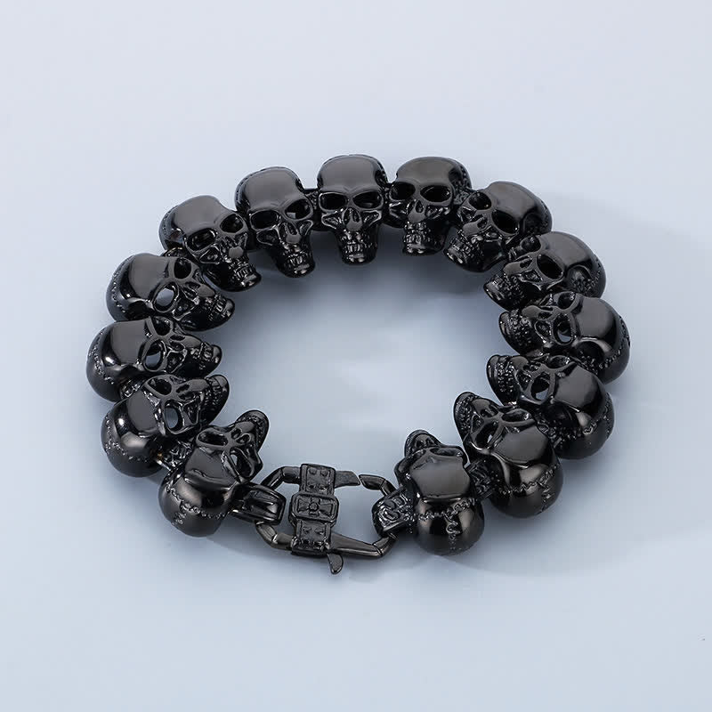 Bracelet punk biker à maillons tête de mort, style hip-hop. - Noir - image 13