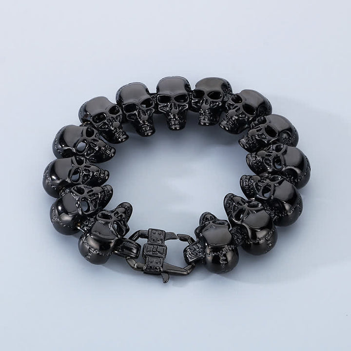 Bracelet punk biker à maillons tête de mort, style hip-hop. - Noir - image 13