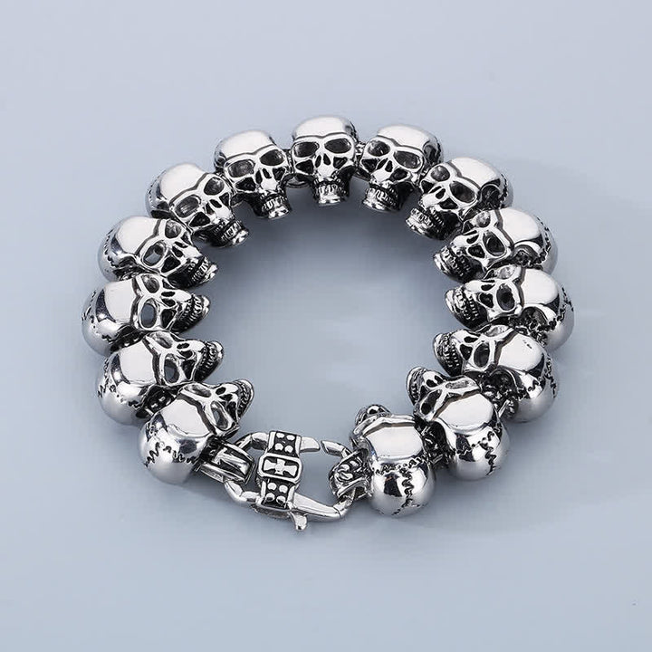 Bracelet punk biker à maillons tête de mort, style hip-hop. - Argent - image 2