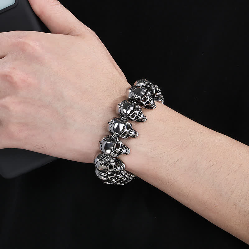 Bracelet punk biker à maillons tête de mort, style hip-hop. - image 0