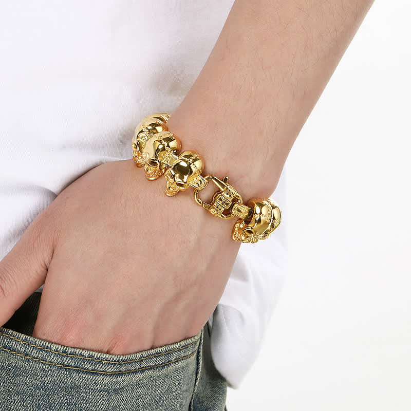 Bracelet punk biker à maillons tête de mort, style hip-hop. - image 10