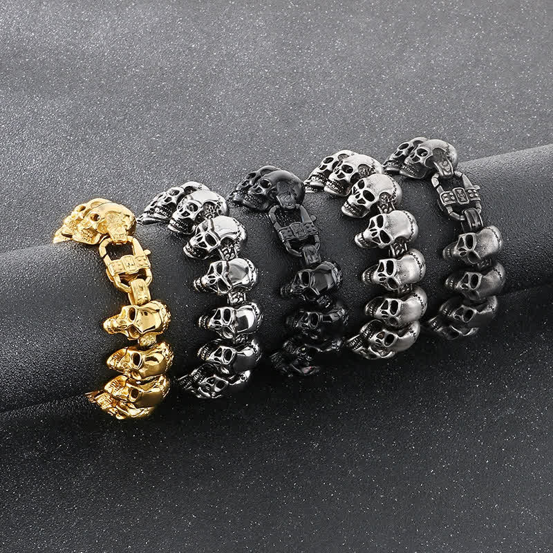 Bracelet punk biker à maillons tête de mort, style hip-hop. - image 1