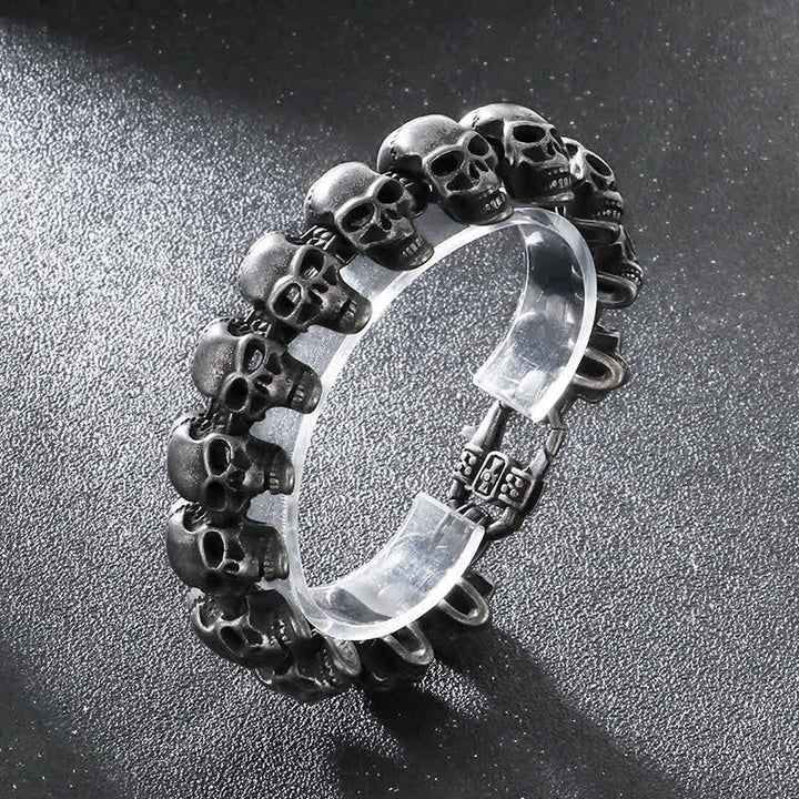 Bracelet punk biker à maillons tête de mort, style hip-hop. - Noir mat - image 11