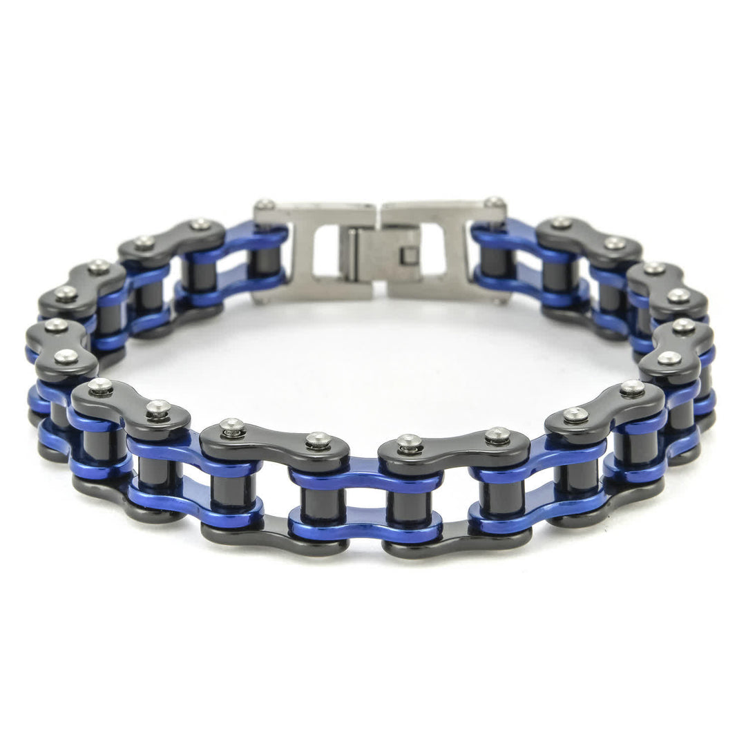 Roulez avec style ! Bracelet de chaîne de moto intrépide - Bleu et noir - image 11