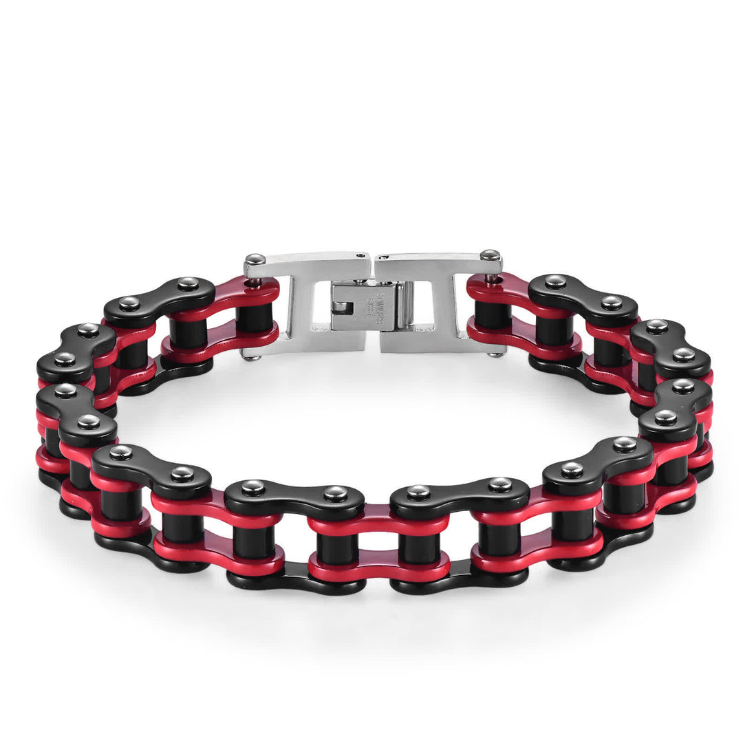 Roulez avec style ! Bracelet de chaîne de moto intrépide - Rouge et noir - image 0