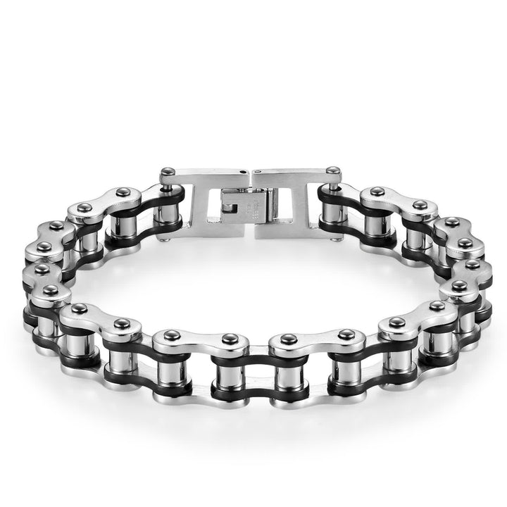 Roulez avec style ! Bracelet de chaîne de moto intrépide - Argent et noir - image 10