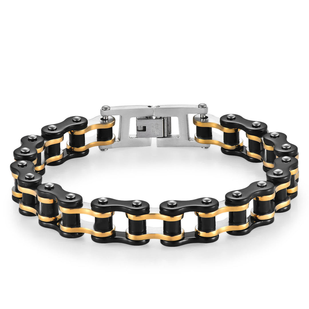 Roulez avec style ! Bracelet de chaîne de moto intrépide - Argent, noir et or - image 7