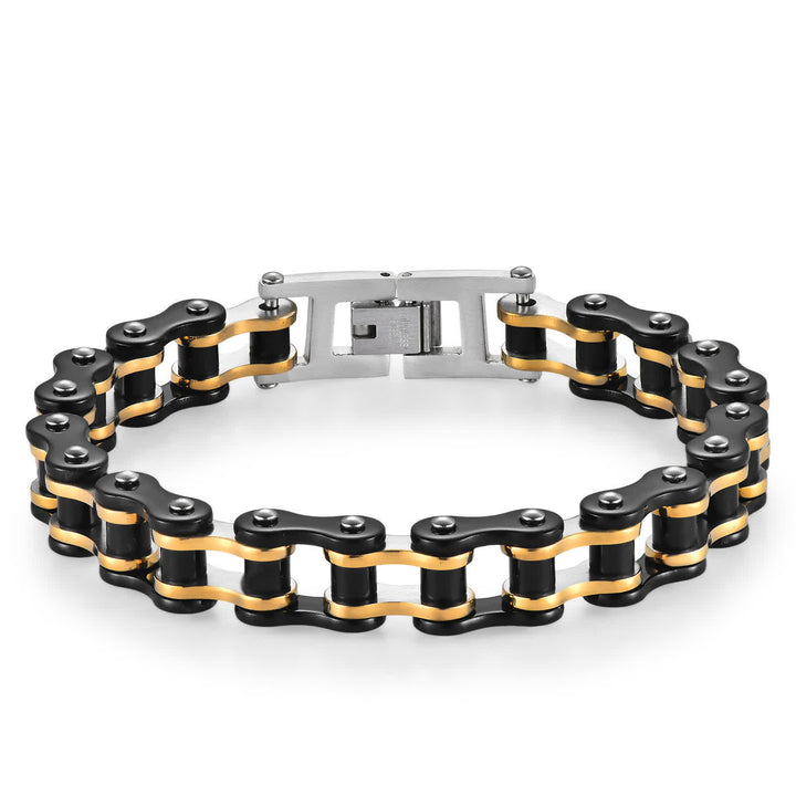 Roulez avec style ! Bracelet de chaîne de moto intrépide - Argent, noir et or - image 7