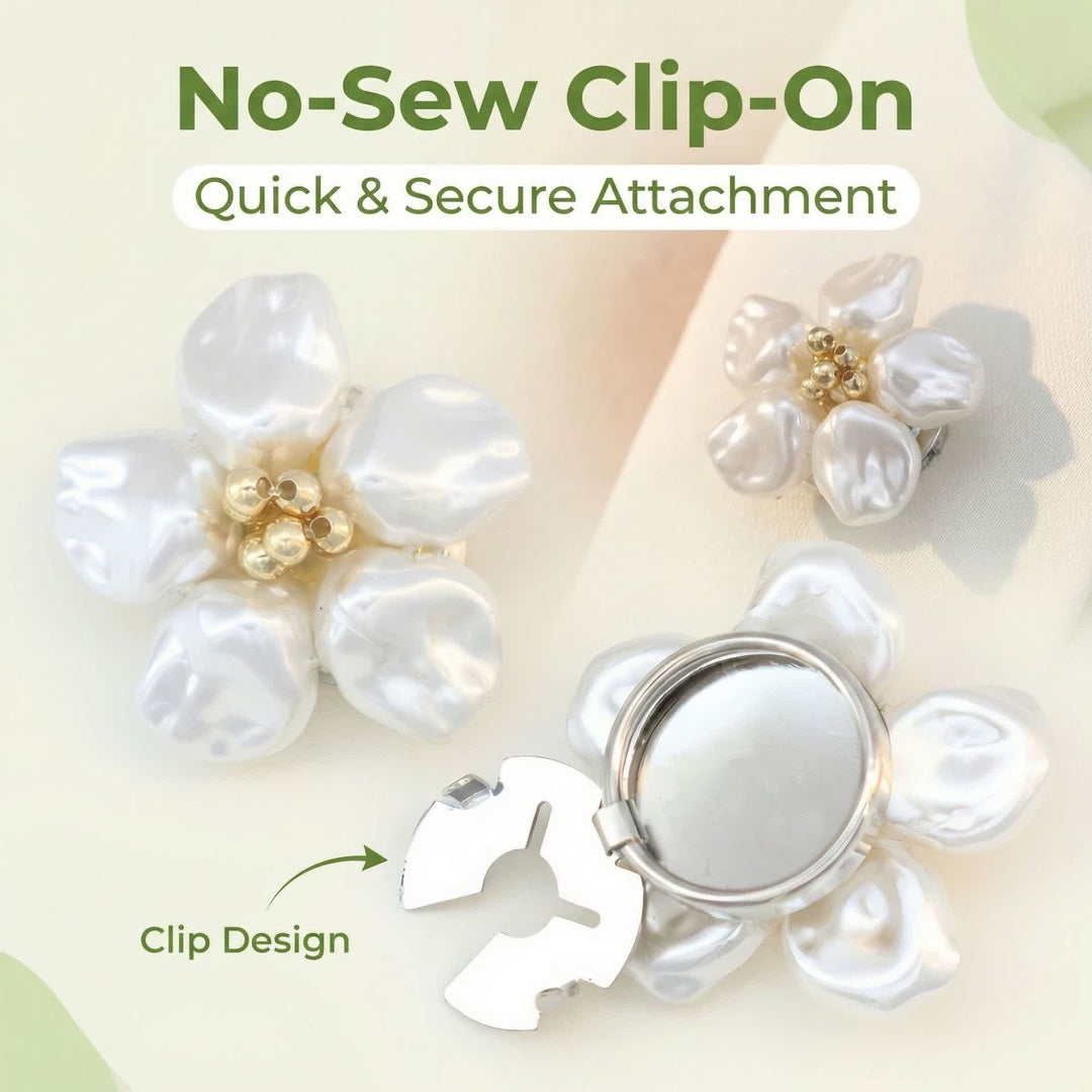 1 paire de couvre-boutons de chemise décoratifs à pression en forme de fleur de perle - image 1