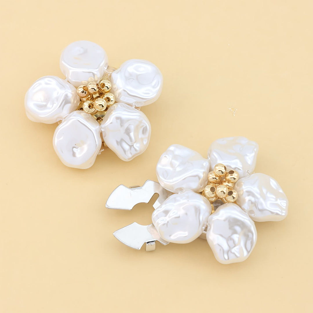 1 paire de couvre-boutons de chemise décoratifs à pression en forme de fleur de perle - Argent - image 7