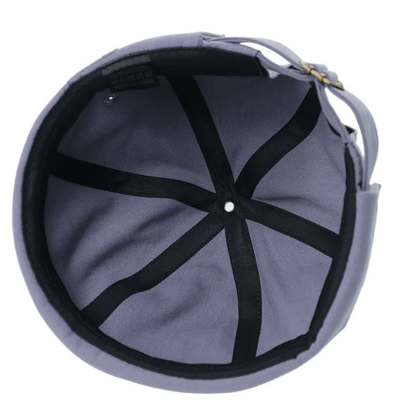 Casquette docker en toile ajustable sans visière avec patch en denim - image 4