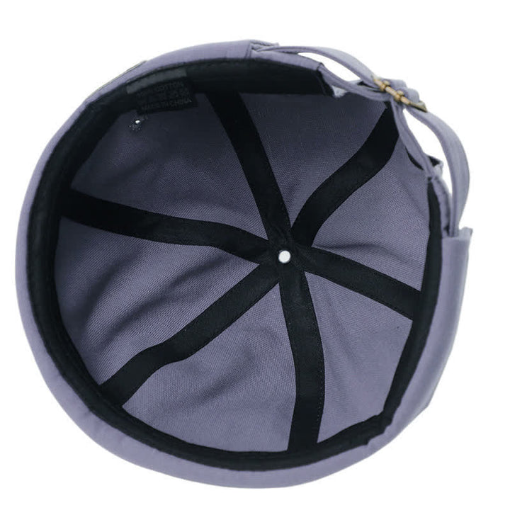 Casquette docker en toile ajustable sans visière avec patch en denim - image 4