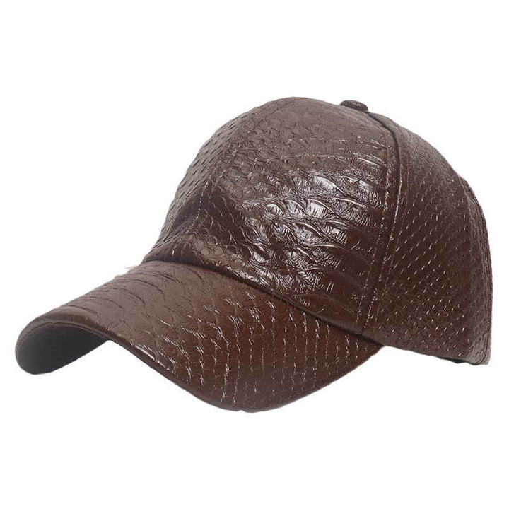 Casquette de baseball en similicuir texturé à motif crocodile - Café - M (22"-22 7/8") - image 2