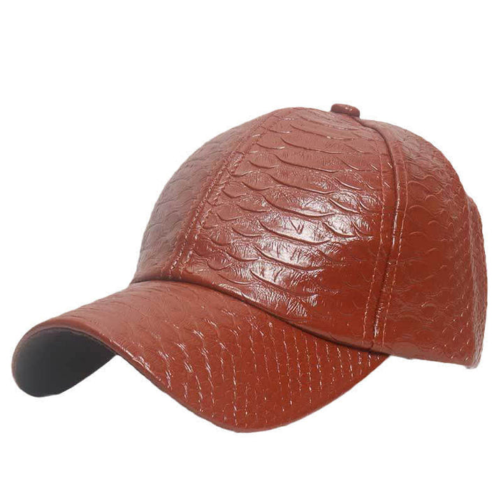 Casquette de baseball en similicuir texturé à motif crocodile - Brun - M (22"-22 7/8") - image 4