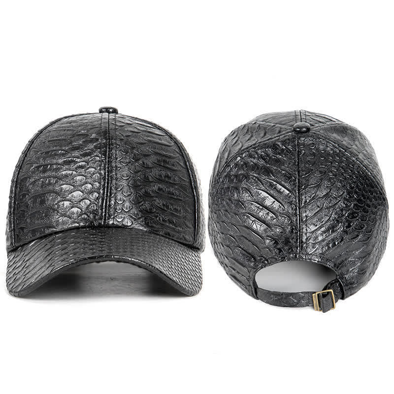 Casquette de baseball en similicuir texturé à motif crocodile - image 1