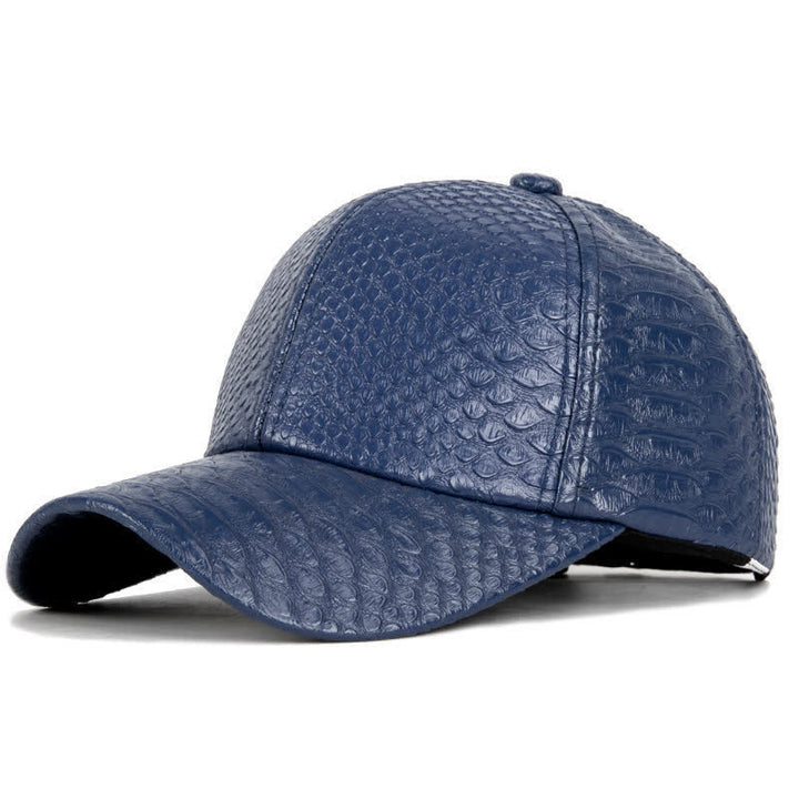 Casquette de baseball en similicuir texturé à motif crocodile - Marine - M (22"-22 7/8") - image 3