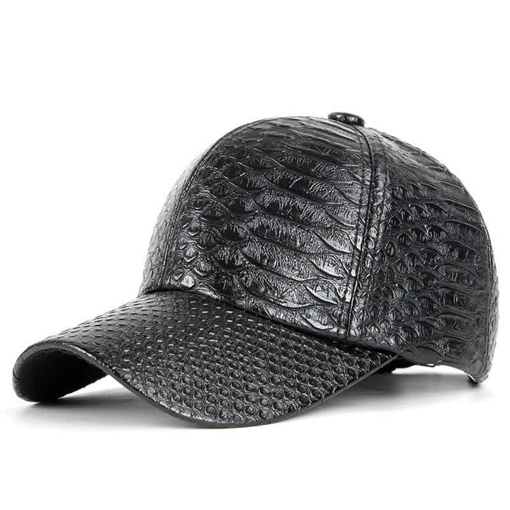 Casquette de baseball en similicuir texturé à motif crocodile - Noir - M (22"-22 7/8") - image 0