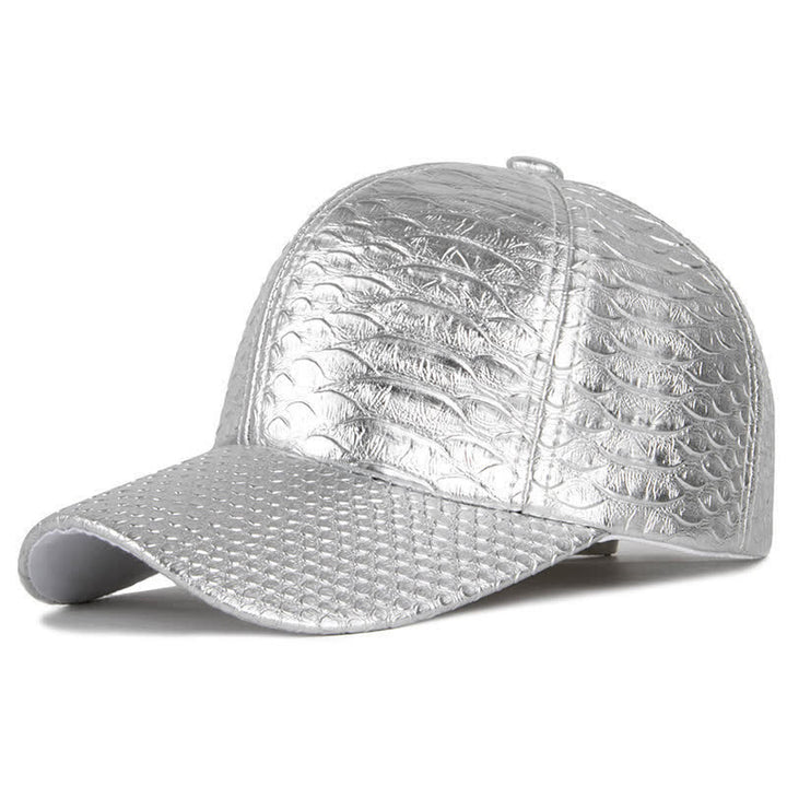 Casquette de baseball en similicuir texturé à motif crocodile - Argent - M (22"-22 7/8") - image 5