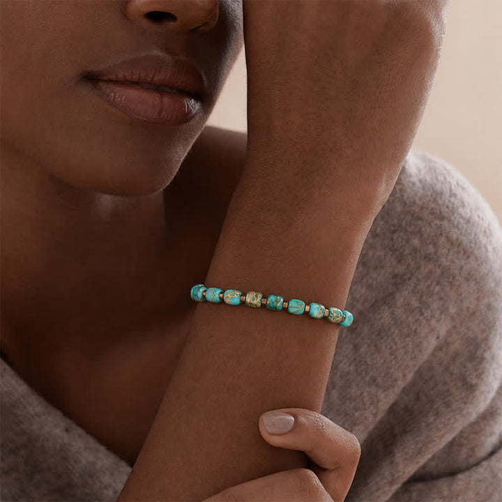 Bracelet bohème en perles turquoise et cordon tressé ajustable - image 1