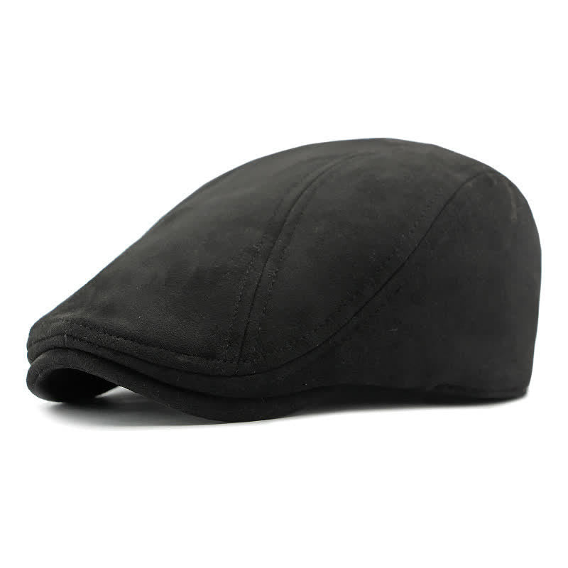 Béret plat unisexe intemporel en daim style vintage Ivy - Noir - Réglable (21 5/8"-23 1/4") - image 9