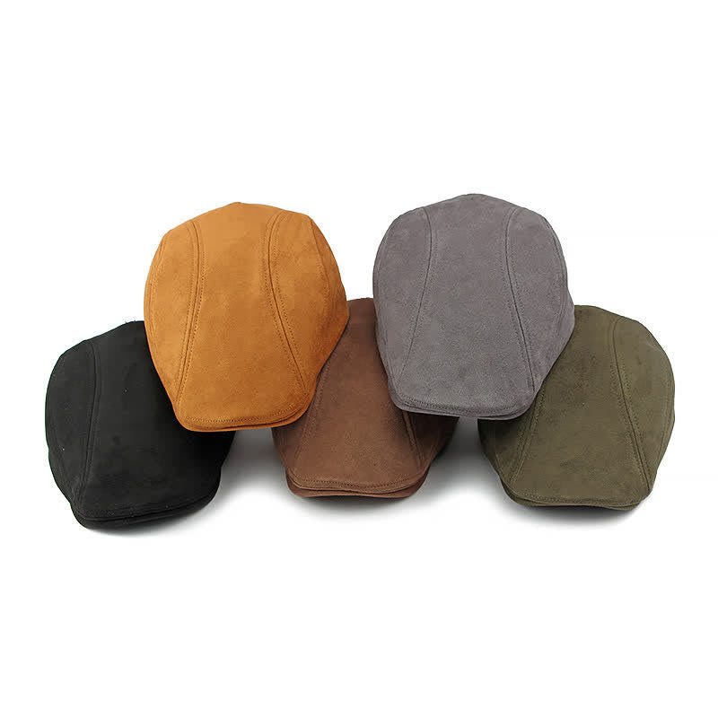 Béret plat unisexe intemporel en daim style vintage Ivy - image 1