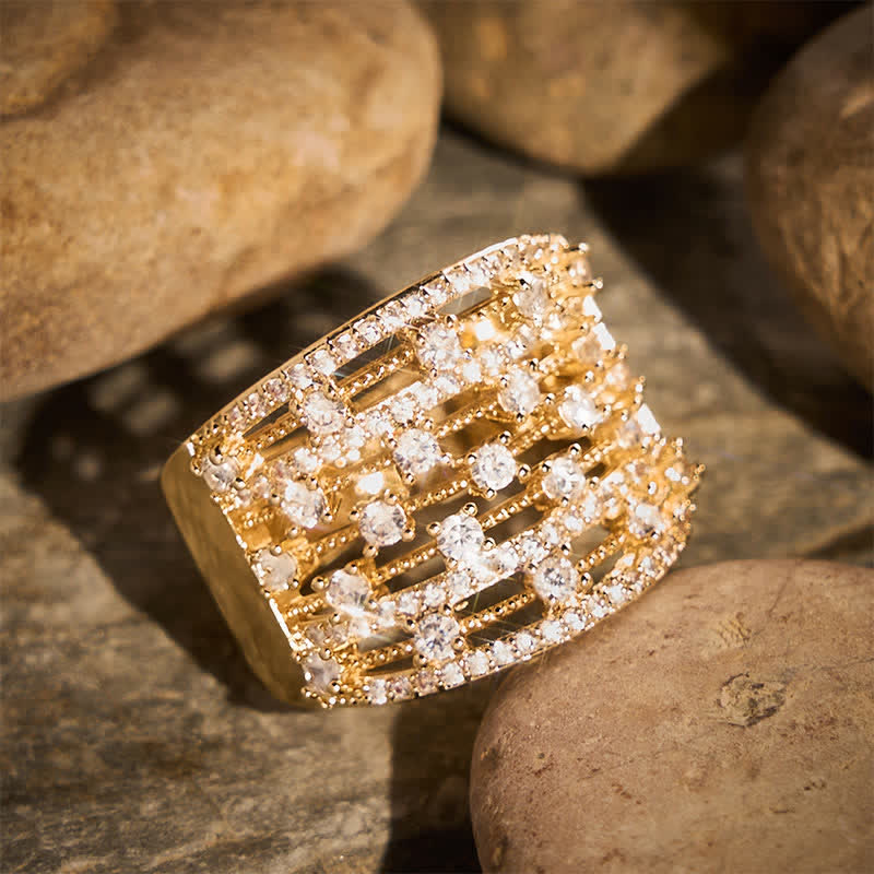 Bague femme à large anneau pavé de zircon - image 8