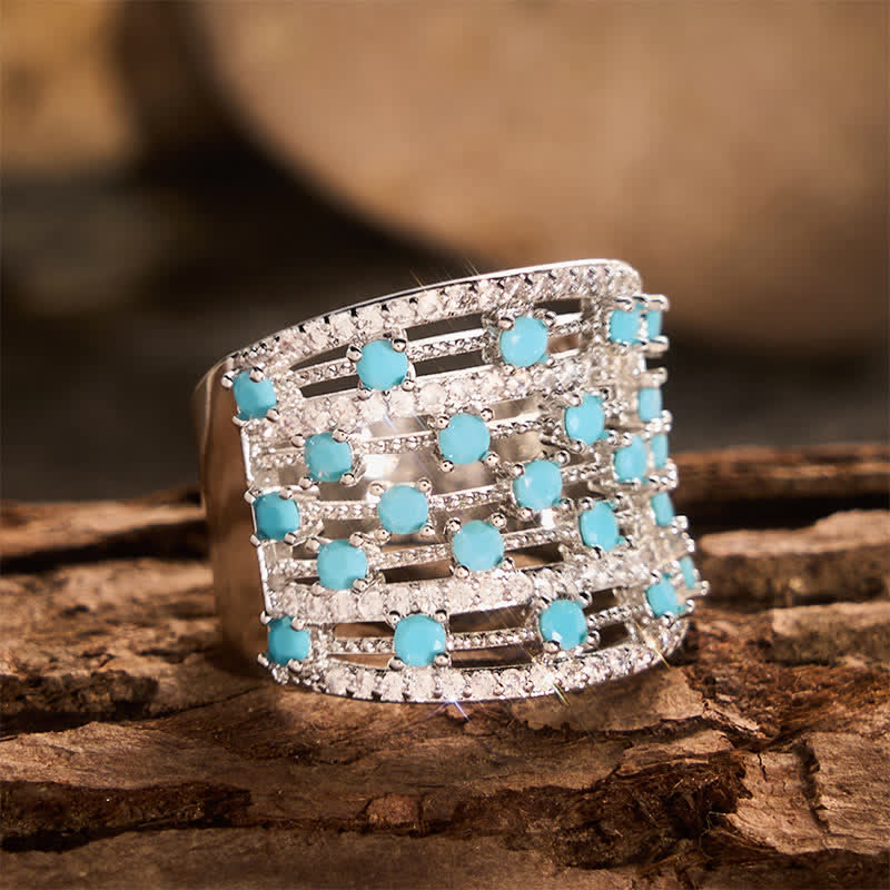 Bague femme à large anneau pavé de zircon - image 4