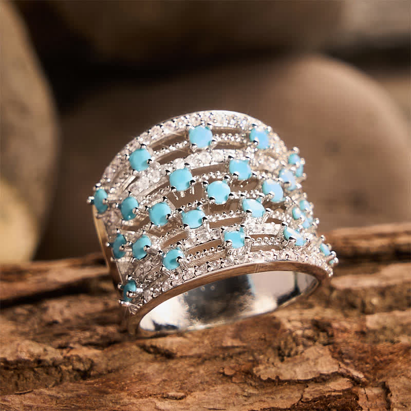 Bague femme à large anneau pavé de zircon - image 3