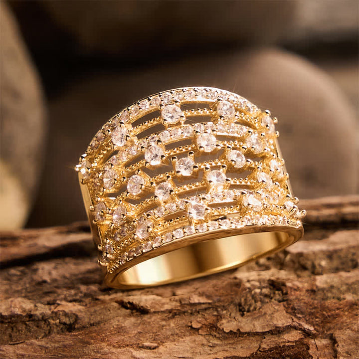 Bague femme à large anneau pavé de zircon - image 9