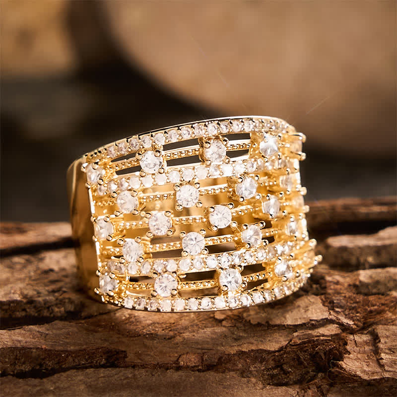 Bague femme à large anneau pavé de zircon - image 10