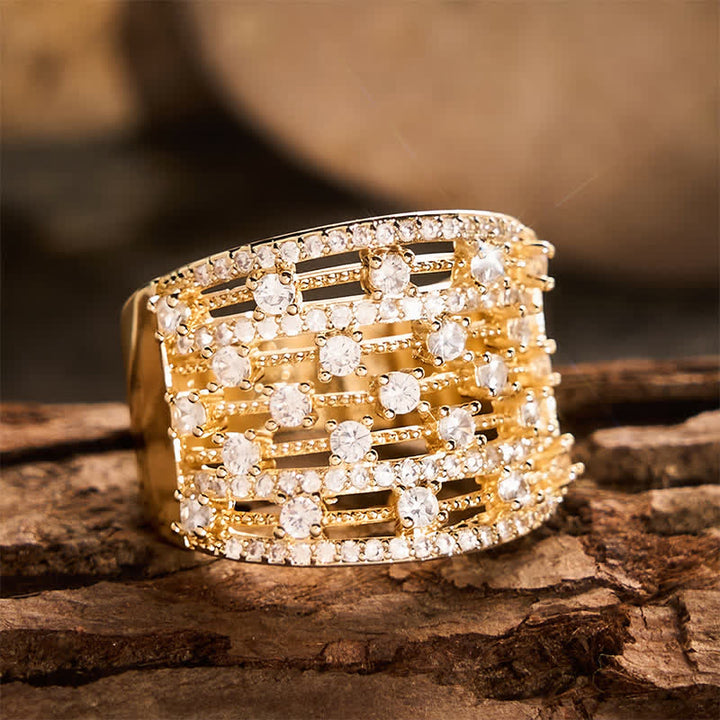 Bague femme à large anneau pavé de zircon - image 10