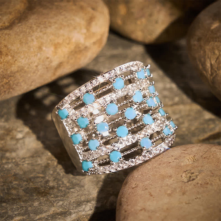 Bague femme à large anneau pavé de zircon - image 2