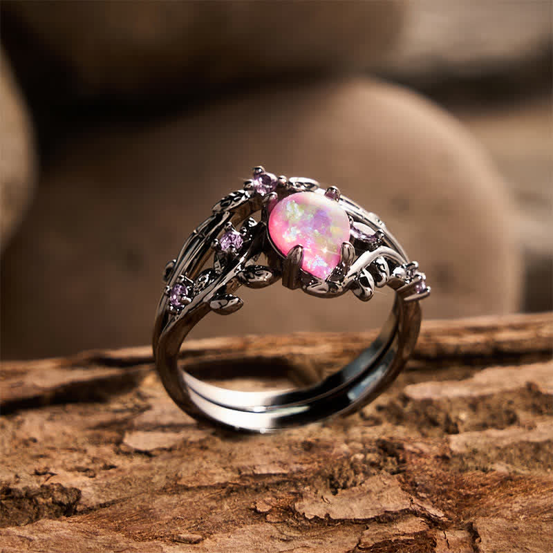 Bague statement en forme de larme avec opale et or noir - image 3