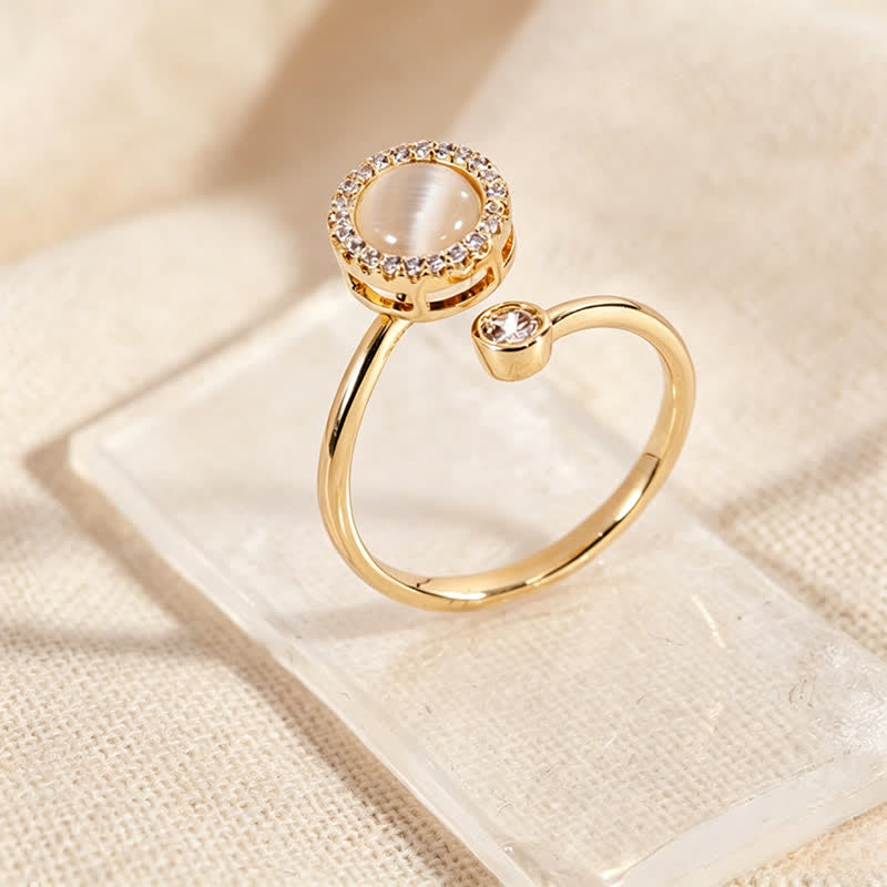 Bague anti-anxiété ajustable à motif œil de chat doré - image 1