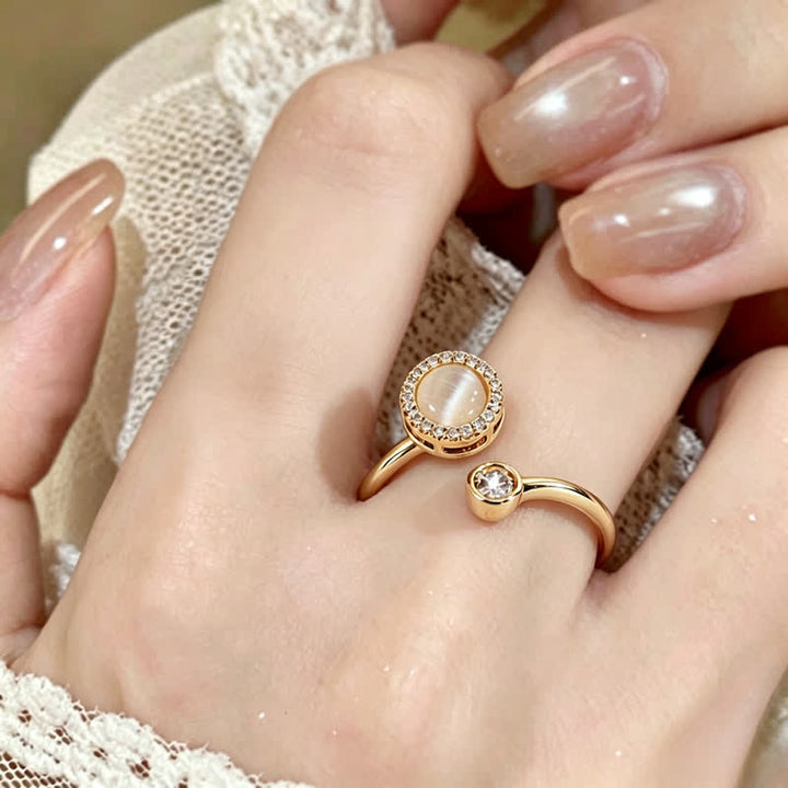 Bague anti-anxiété ajustable à motif œil de chat doré - Or - image 0